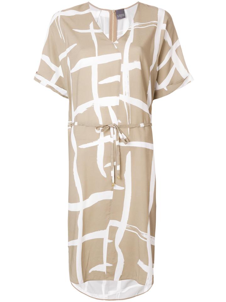 Lorena Antoniazzi Pattern Print Belted Waist Dress - Nude & Neutrals