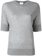 Dkny Shortsleeved Knit Top, Women's, Size: Small, Grey, Cotton/lyocell