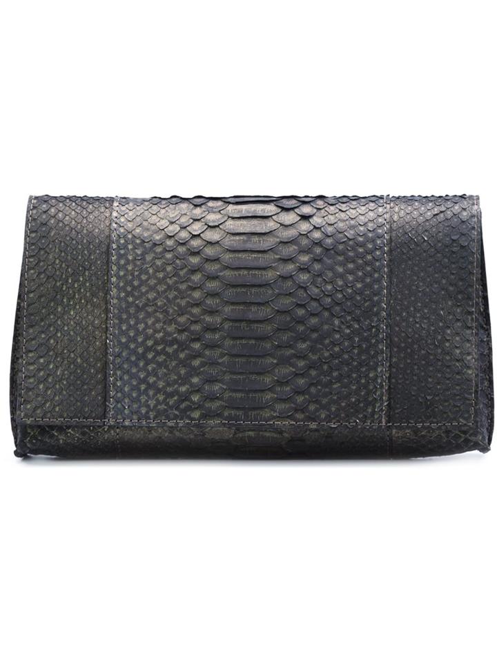 B May Snakeskin Clutch, Women's, Grey
