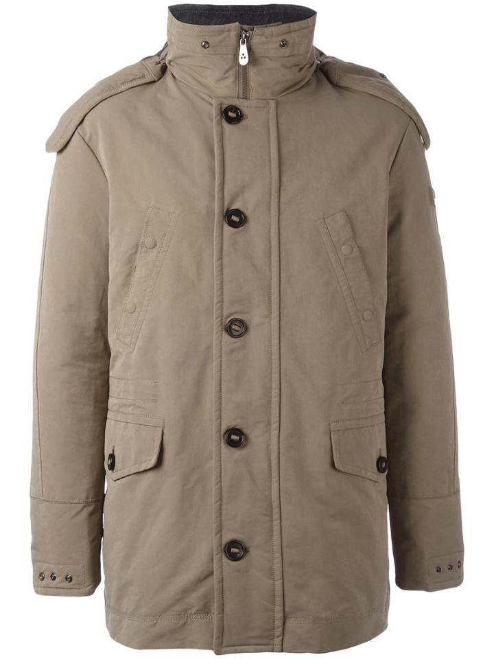 Peuterey Zipped Hooded Coat, Men's, Size: Small, Nude/neutrals, Polyamide/polyester/feather Down
