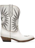 Golden Goose White Wish Star Leather Cowboy Boots