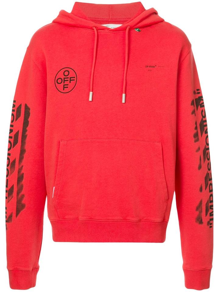Off-white Printed Hoodie - Red