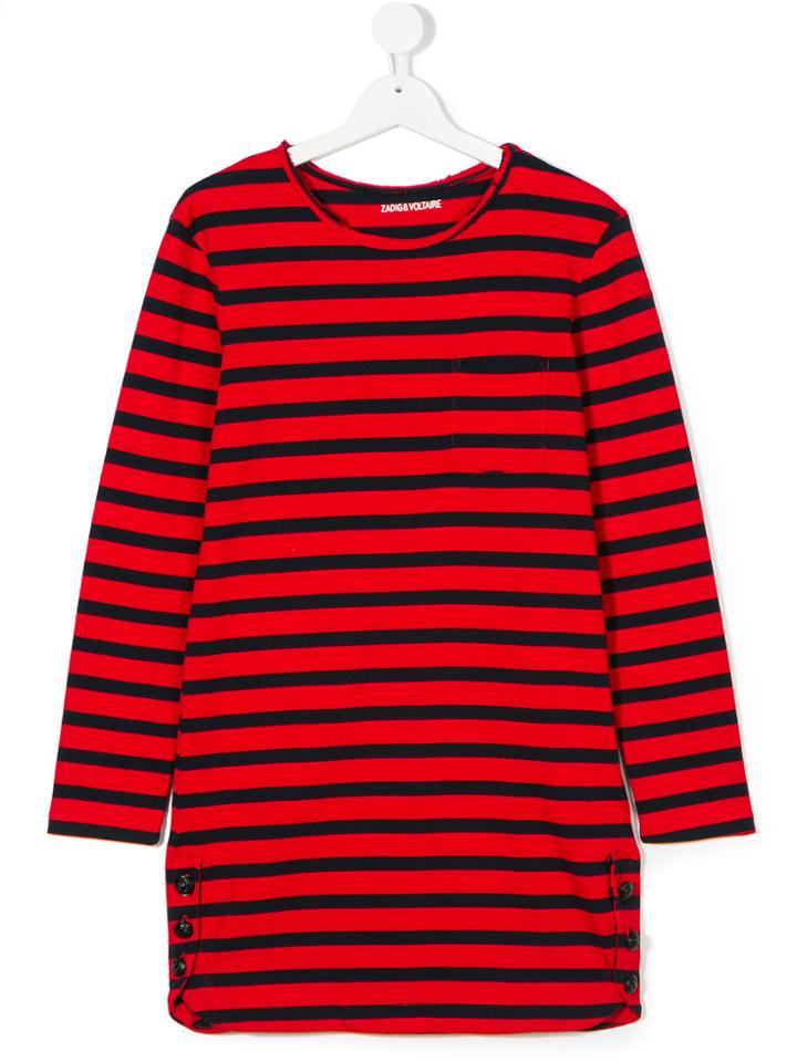 Zadig & Voltaire Kids Button Detail Dress - Red