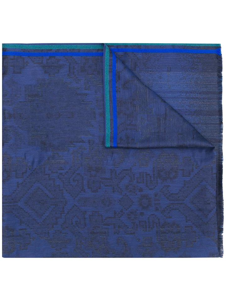 Etro Frayed Mix-print Scarf - Blue