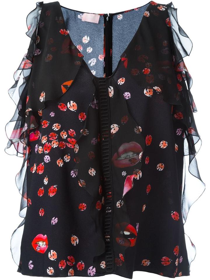 Giamba Mouth And Ladybird Print Blouse, Women's, Size: 42, Black, Viscose/silk