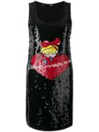 Love Moschino Sequinned Logo Motif Dress, Women's, Size: 40, Black, Polyamide/viscose/polyester