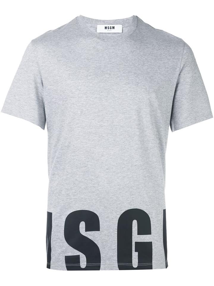 Msgm Logo Print T-shirt, Men's, Size: Xs, Grey, Cotton