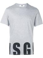 Msgm Logo Print T-shirt, Men's, Size: Xs, Grey, Cotton