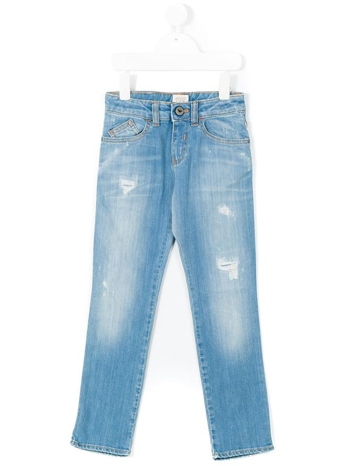 Armani Junior - Stonewashed Distressed Jeans - Kids - Cotton/spandex/elastane - 6 Yrs, Blue