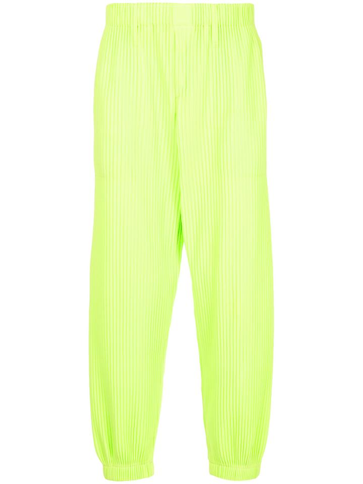 Issey Miyake Vintage Neon Pleated Cropped Trousers - Yellow & Orange