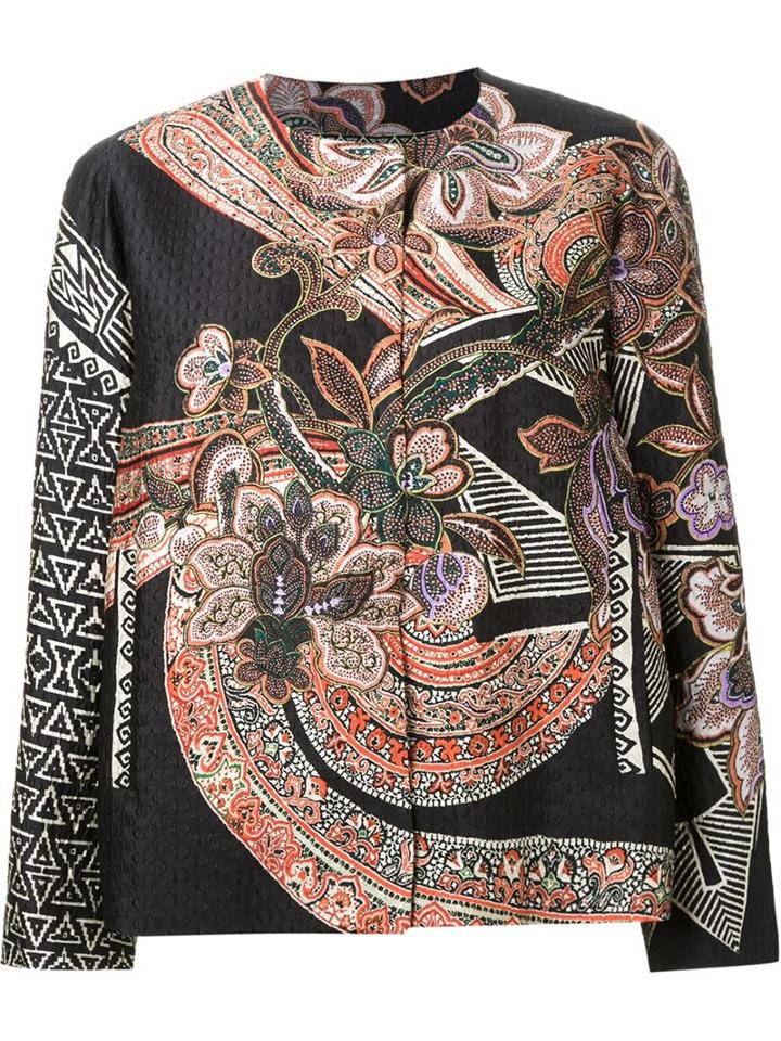 Etro Floral Paisley Print Jacket, Women's, Size: 44, Orange, Silk/polyamide
