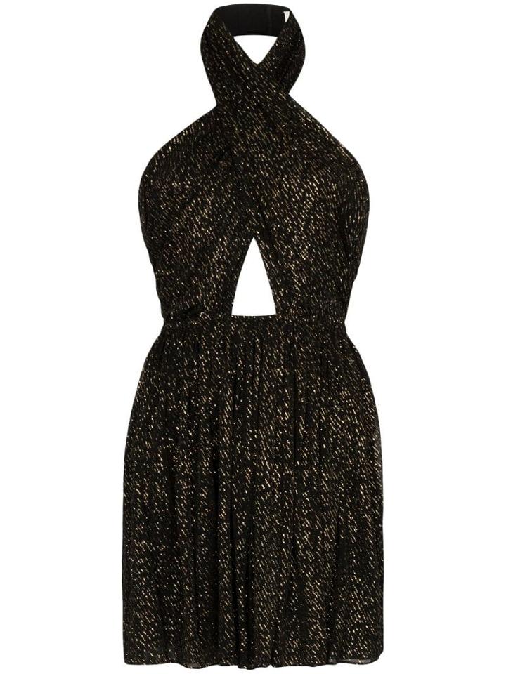 Saint Laurent Draped Cut-out Mini Dress - Black