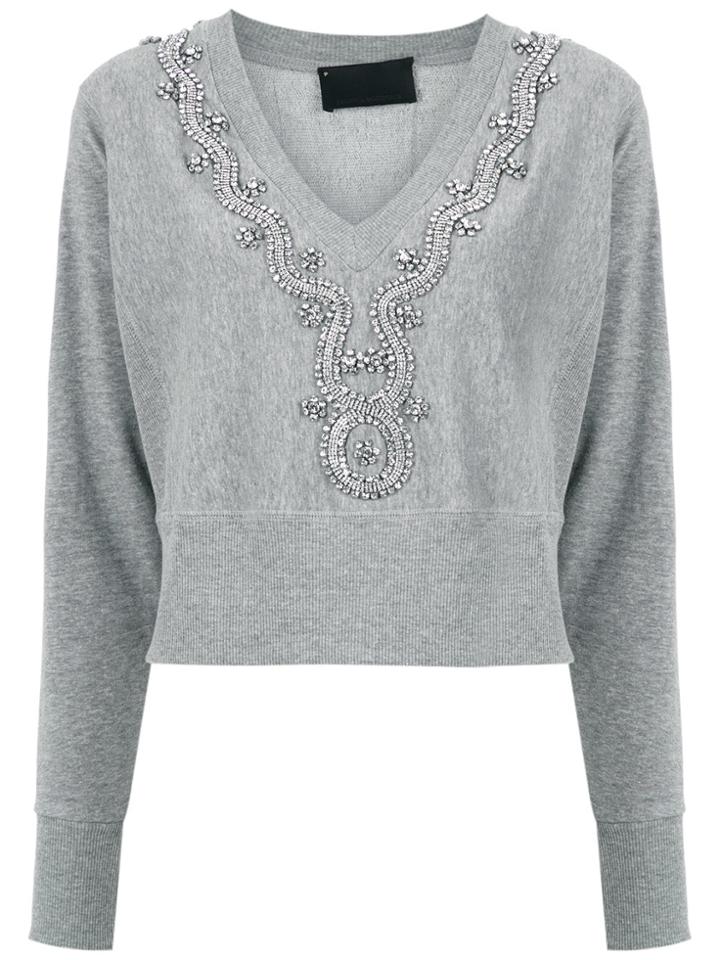 Andrea Bogosian Strass Embellished Sweatshirt - Grey