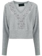 Andrea Bogosian Strass Embellished Sweatshirt - Grey