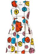 Moschino Floral Grid Print Mini Dress - White