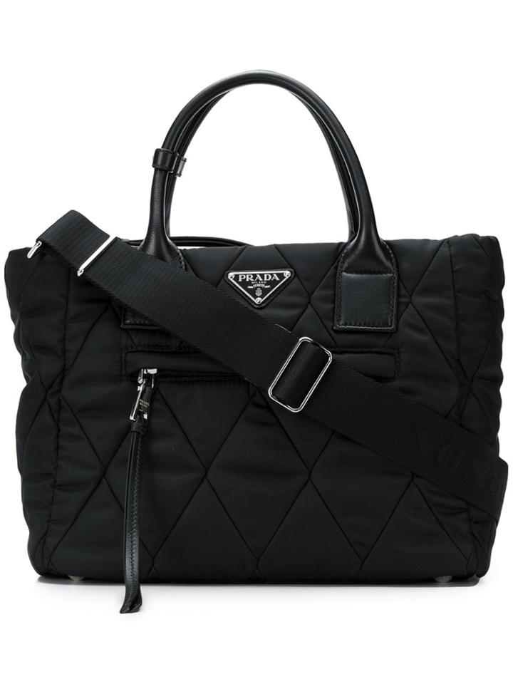 Prada Quilted Effect Tote Bag - Black