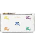 Burberry Equestrian Knight Leather Zip Card Case - White