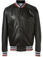 Palm Angels Tripple Striped Contrast Trim Bomber Jacket