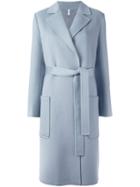 Helmut Lang Belted Mid Coat, Women's, Size: Large, Blue, Cotton/cupro/cashmere/wool