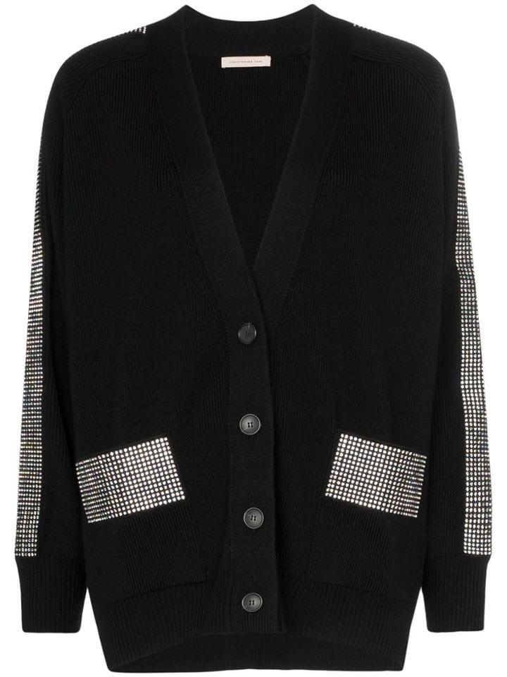 Christopher Kane Crystal-embellished Relaxed Fit Wool Cardigan - Black