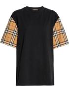 Burberry Vintage Check-sleeve Cotton Oversized T-shirt - Black