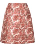 Adam Lippes Short Paisley Skirt - Red
