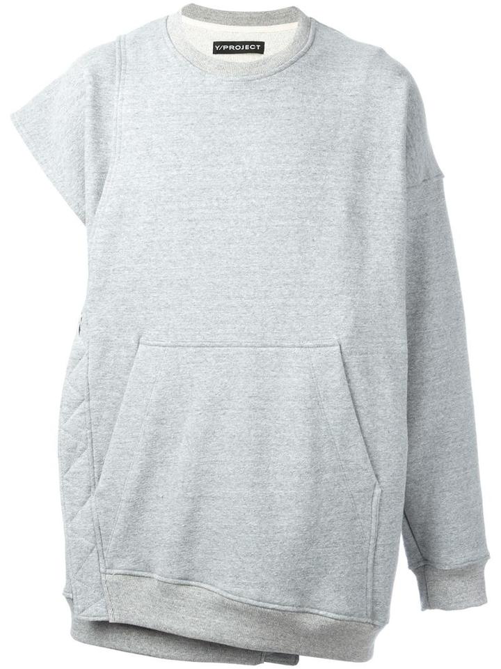 Y / Project 'double' Sweatshirt, Men's, Size: Small, Grey, Cotton/spandex/elastane/polyamide/polyester