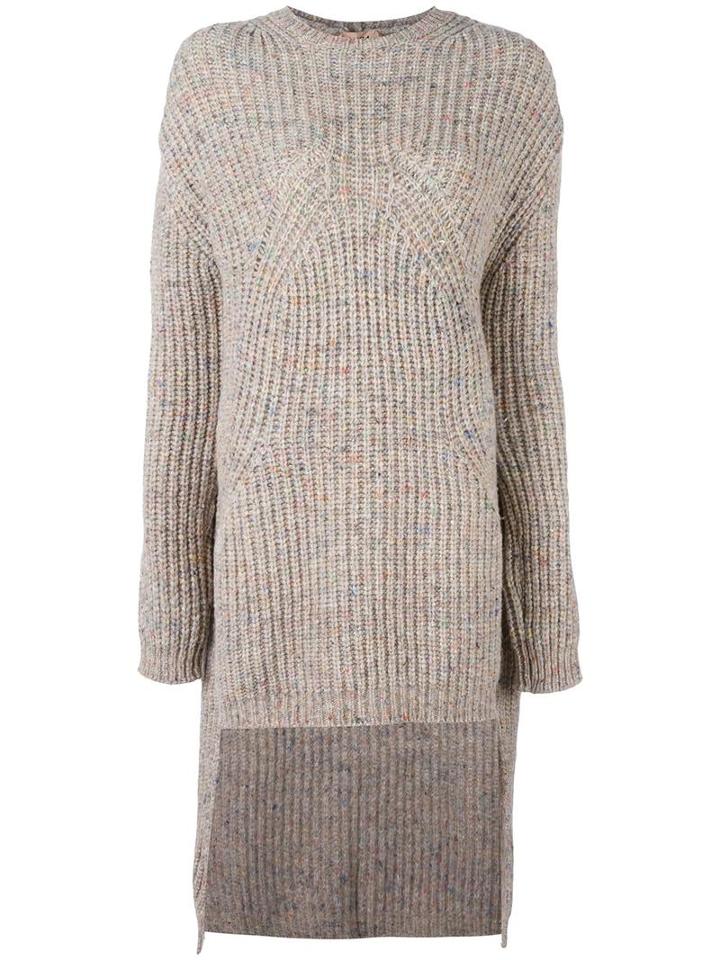 No21 High Low Hem Jumper, Women's, Size: 38, Nude/neutrals, Wool/polyamide/silk
