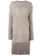No21 High Low Hem Jumper, Women's, Size: 38, Nude/neutrals, Wool/polyamide/silk