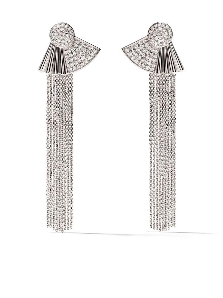 Fairfax & Roberts 18kt White Gold Tassel Diamond Earrings - Silver