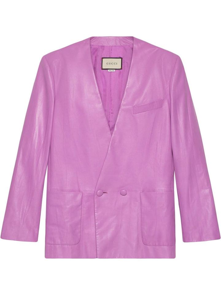 Gucci Oversize Leather Jacket - Pink