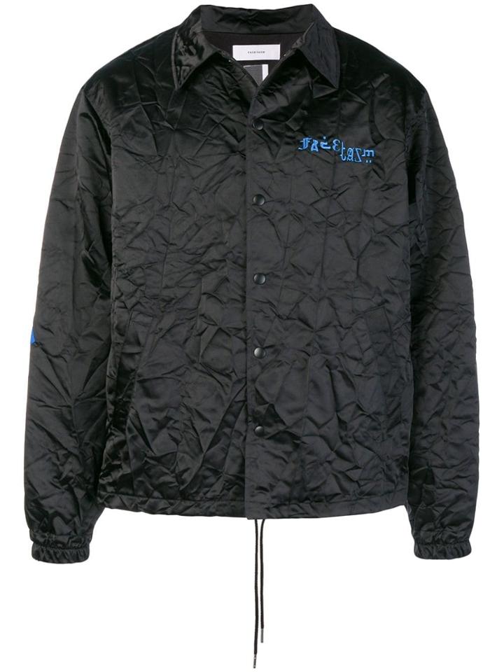 Facetasm Creased Logo Bomber Jacket - Black