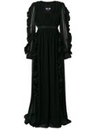 Msgm Plunge-neck Ruffled Gown - Black