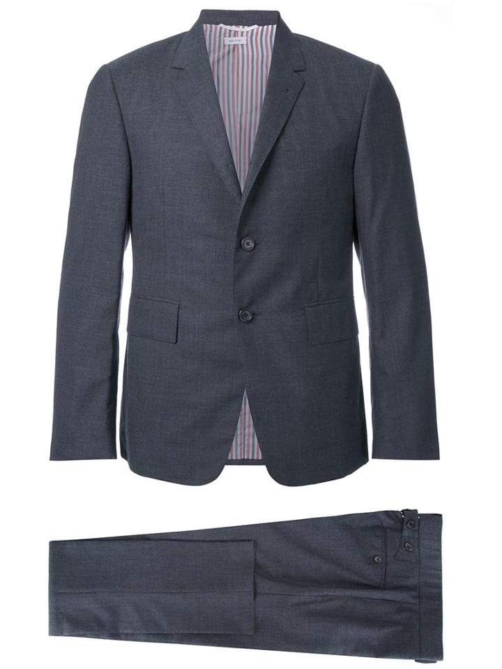 Thom Browne Notched Lapel Formal Suit, Men's, Size: 1, Grey, Cupro/wool