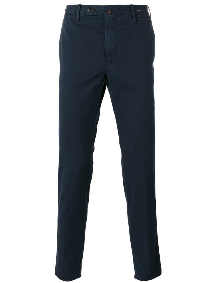 Pt01 Tapered Cropped Trousers, Men's, Size: 50, Blue, Cotton/spandex/elastane