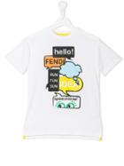 Fendi Kids Logo Print T-shirt, Boy's, Size: 6 Yrs, White