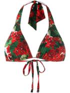 Dolce & Gabbana Floral Print Bikini Top - Red