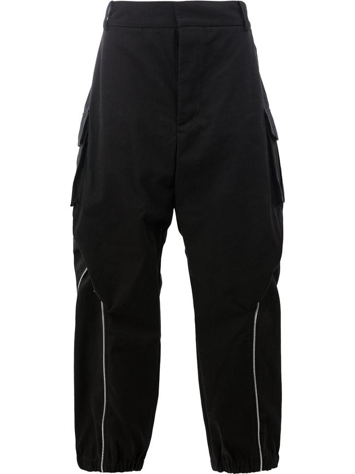 Moohong Zip Detail Wide Leg Trousers, Men's, Size: 50, Black, Cotton