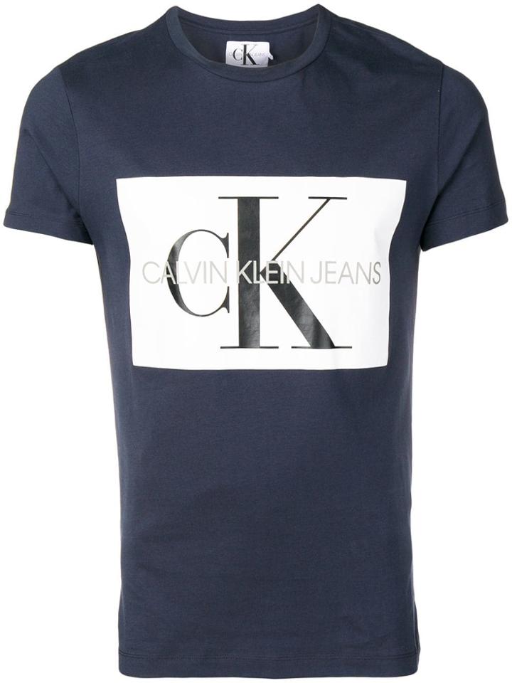 Calvin Klein Jeans Logo Print Crew Neck T-shirt - Blue