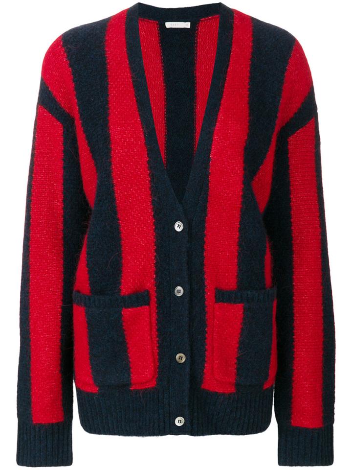 6397 Striped Knitted Cardigan - Blue