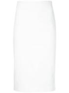Estnation - Rear Zip Pencil Skirt - Women - Cotton/polyurethane - 38, White, Cotton/polyurethane