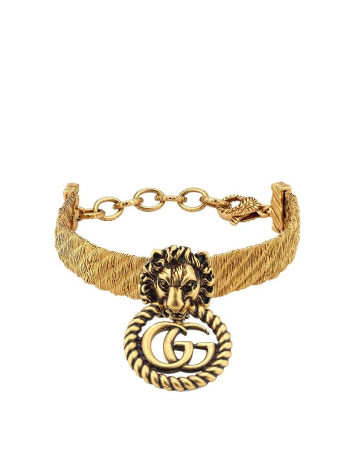 Gucci Lion Head Bracelet - Gold