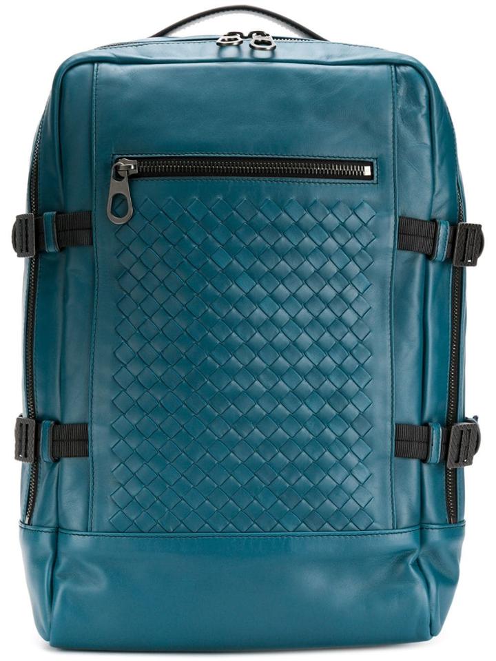 Bottega Veneta Intrecciato-detailed Backpack - Blue