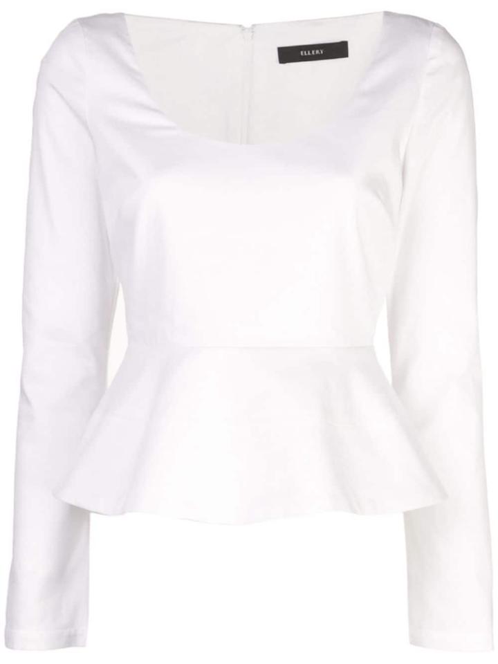 Ellery Long-sleeved Peplum Blouse - White
