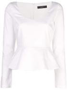 Ellery Long-sleeved Peplum Blouse - White