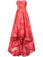 Marchesa Notte Floral Jacquard Gown - Red