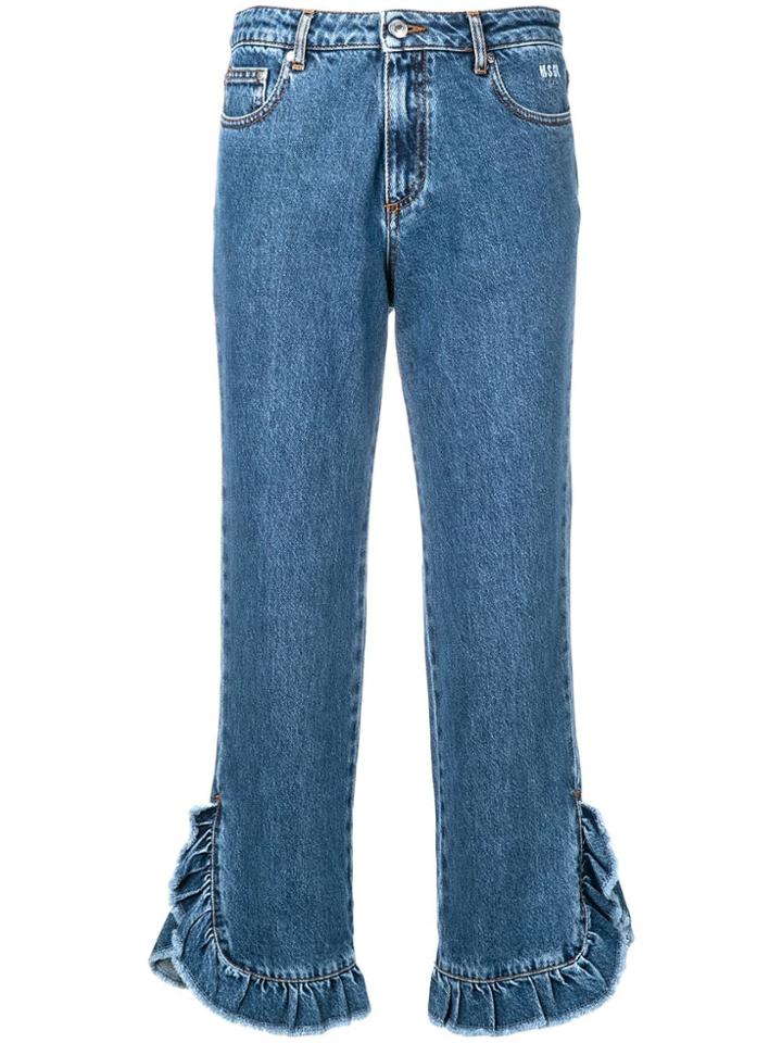 Msgm Cropped Leg Jeans - Blue