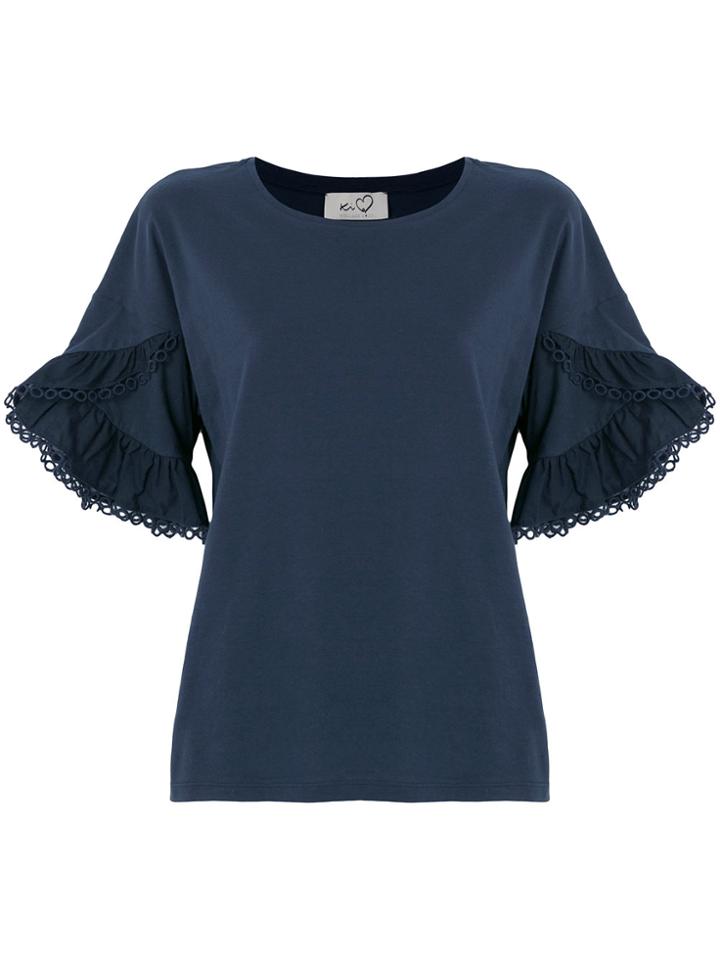 Ki6 Embroidered Trim Top - Blue