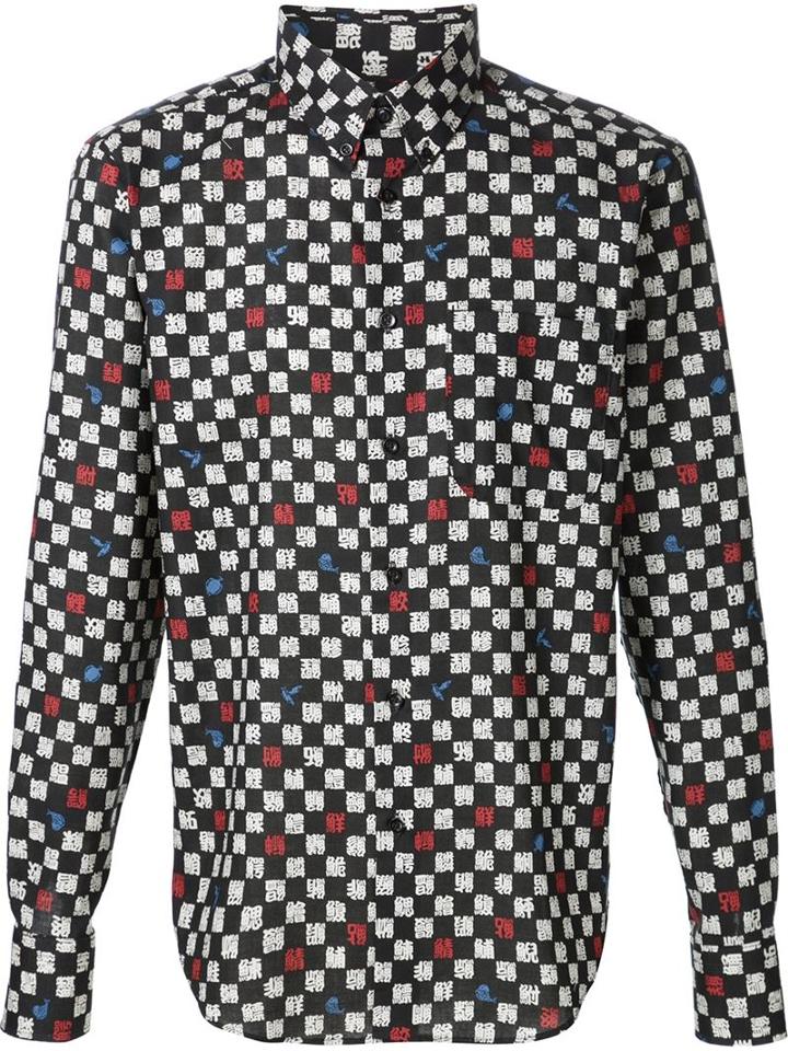Naked And Famous Printed Shirt, Men's, Size: Large, Black, Cotton
