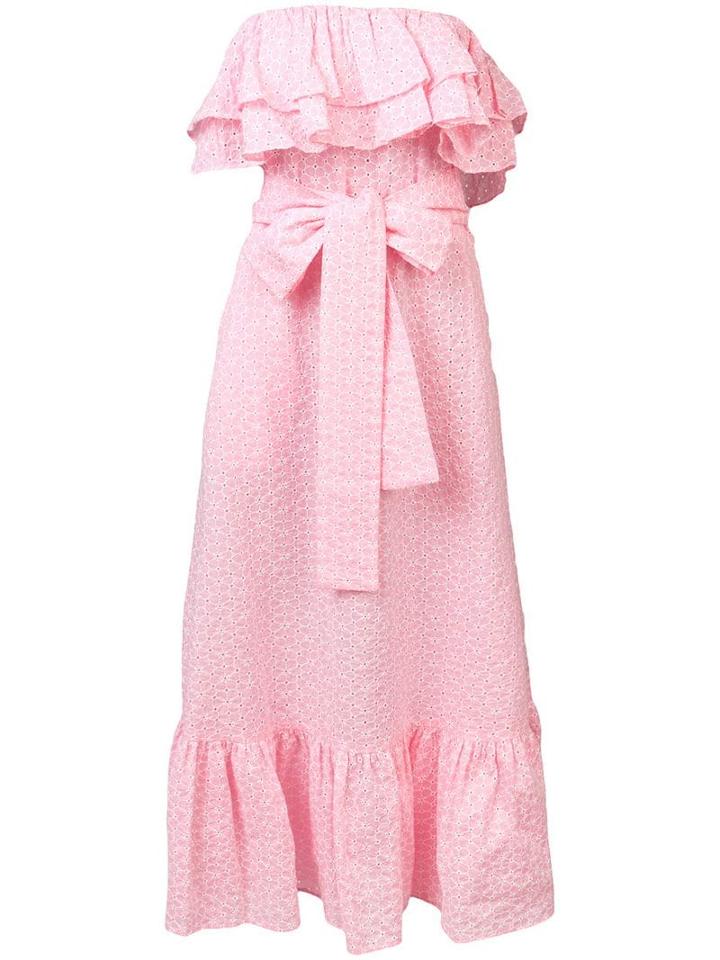 Lisa Marie Fernandez Strapless Ruffle Midi Dress - Pink